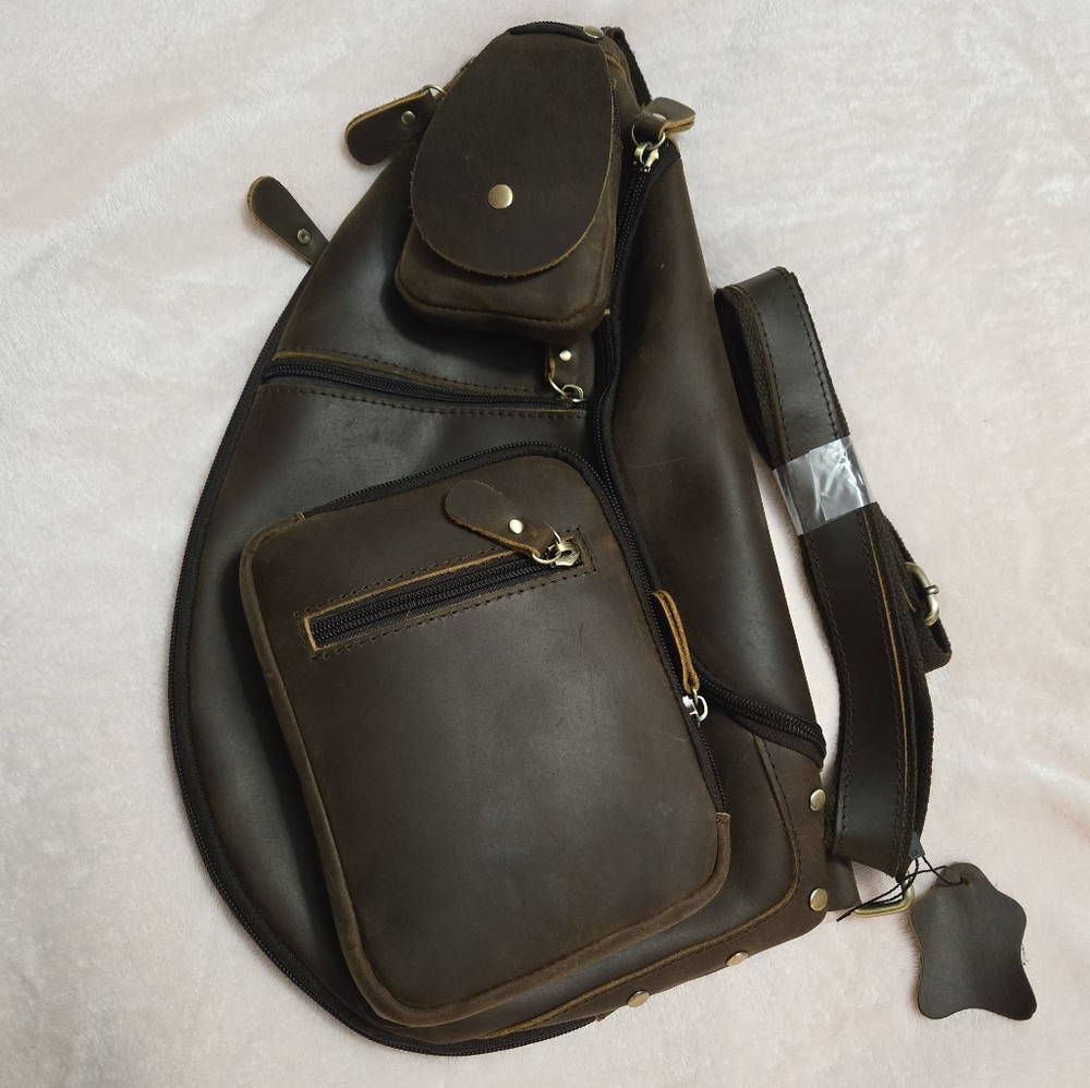 Leathario Leather Sling Brown Bag